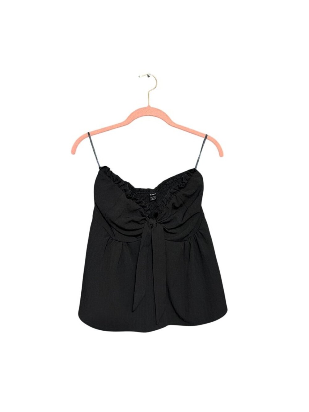 Black Strapless Top Sweetheart Neckline Ruffled